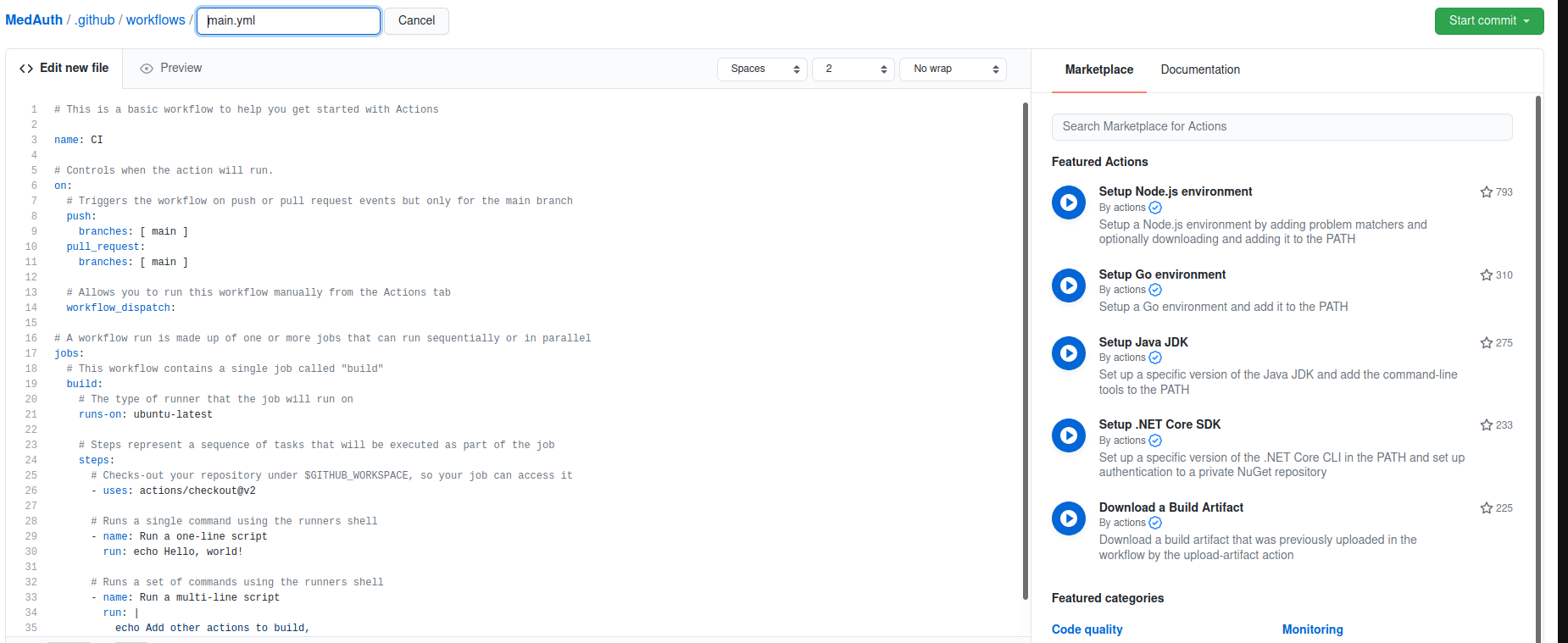 GitHub Action Editor