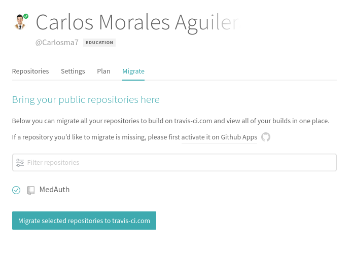 Travis Migrate Repo